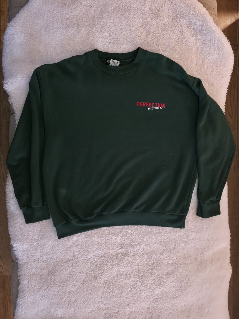 Vintage Mitchell Perfection Embroidered Crewneck Sweatshirt Forest Green XL